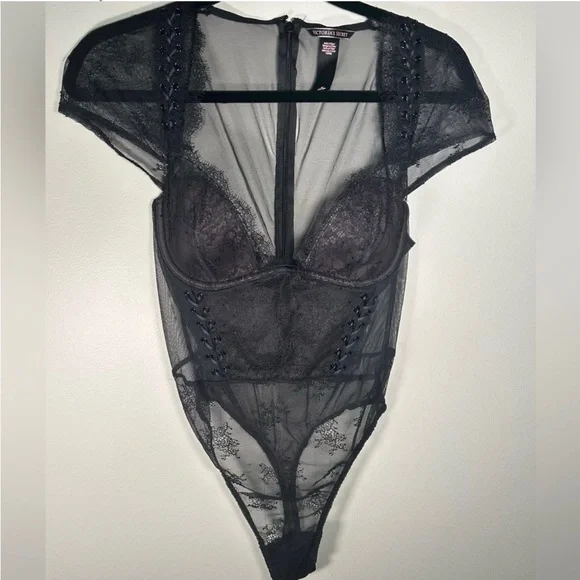 Victoria secret lace gothic mesh bodysuit M - Picture 3 of 4